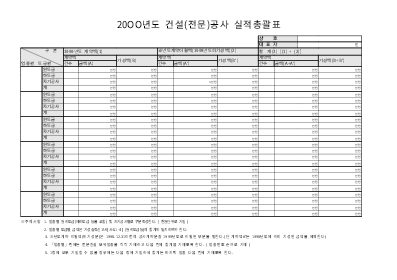 건설 (전문) 공사 실적 총괄표 건설 (전문) 공사 실적 총괄표